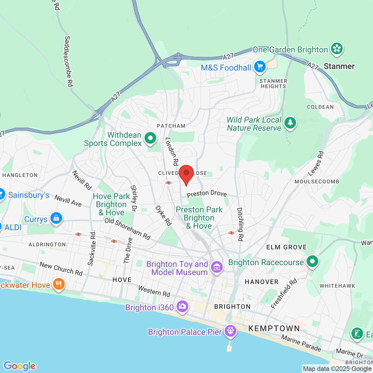 Map showing location of Brighton and Hove, Not specified, BN1 9BL