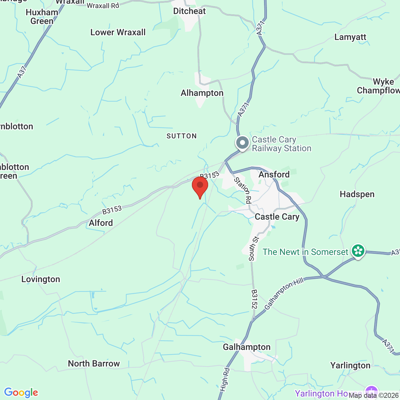 Map showing location of Castle Cary, United Kingdom, BA7 7PH