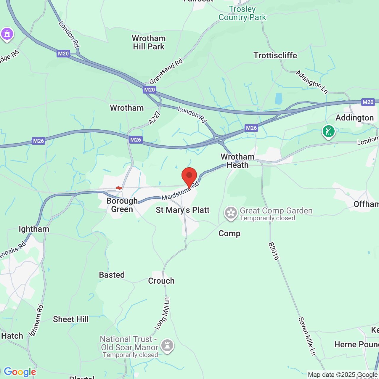 Map showing location of Sevenoaks, Kent, United Kingdom, TN15 8JY