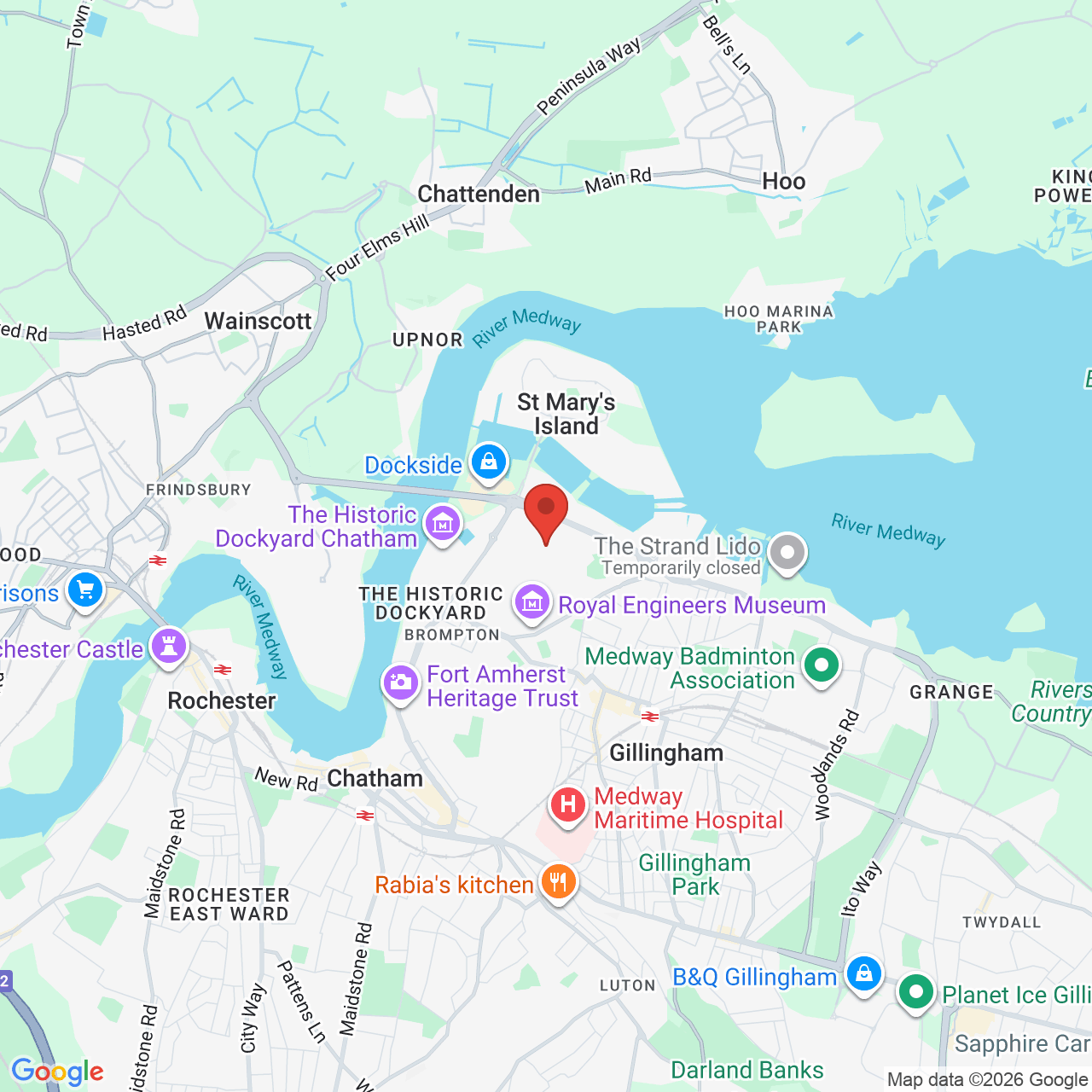 Map showing location of Medway, Kent, United Kingdom, ME4 4TB