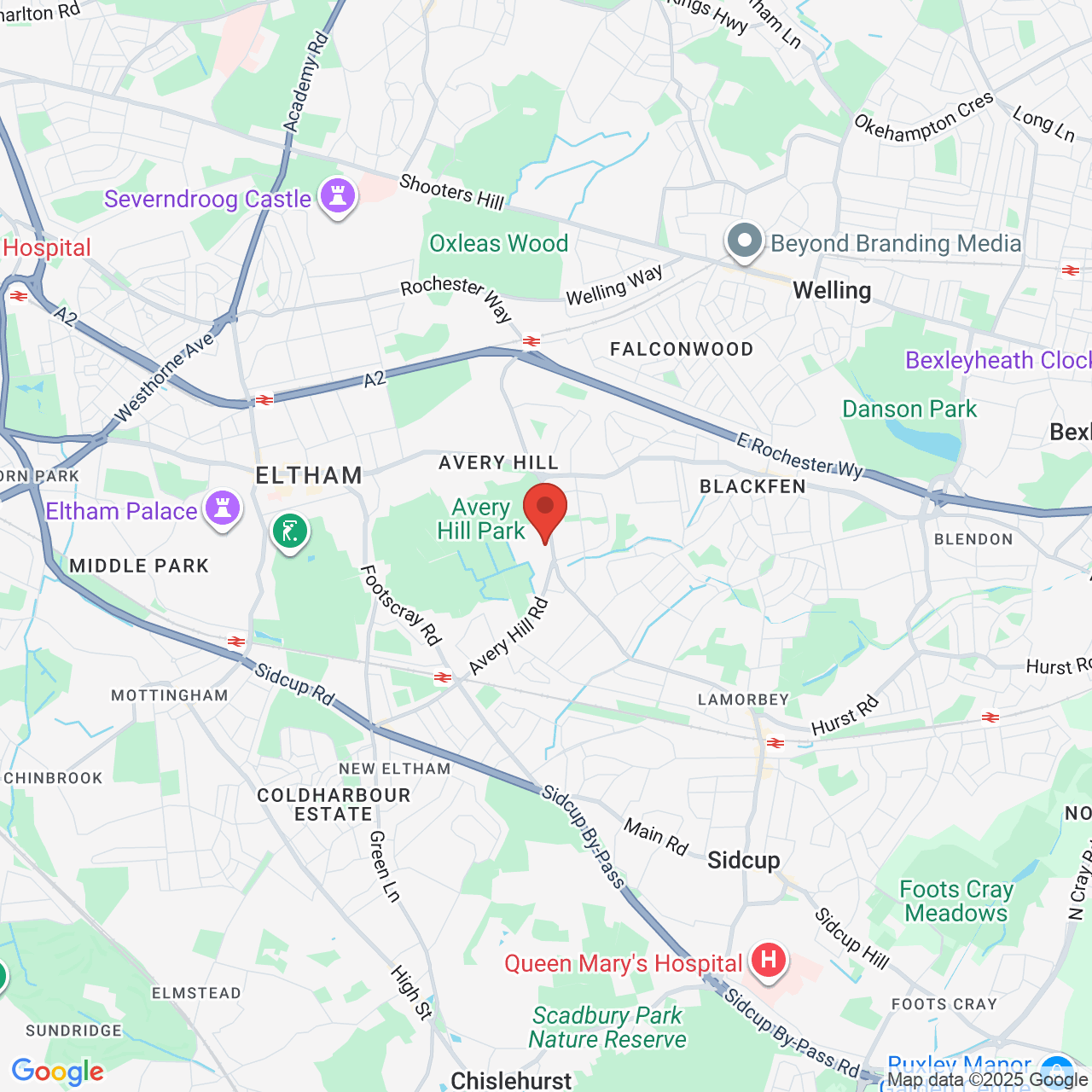 Map showing location of Eltham, United Kingdom, SE9 2UG