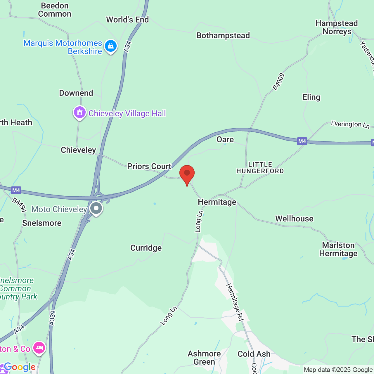 Map showing location of Hermitage, United Kingdom, RG18 9TP