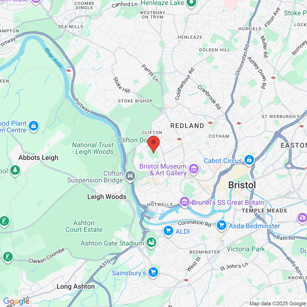 Map showing location of Clifton, United Kingdom, BS8 3JH