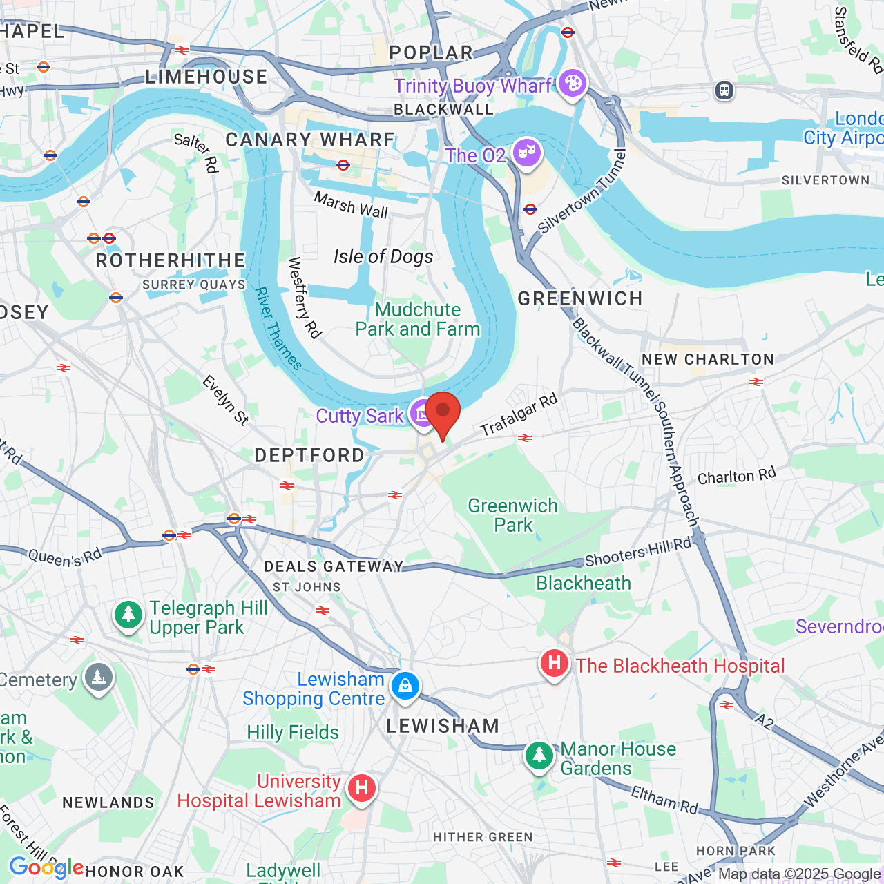 Map showing location of London, United Kingdom,  SE10 9LS