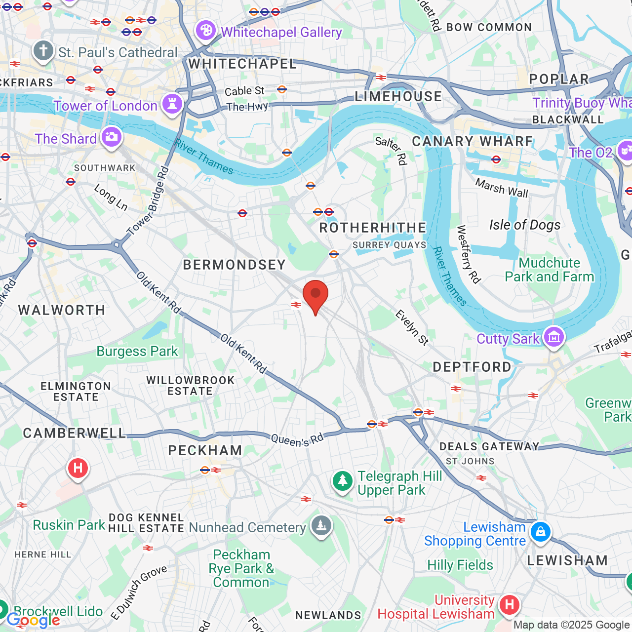 Map showing location of Millwall Football Club, United Kingdom, SE16 3LN