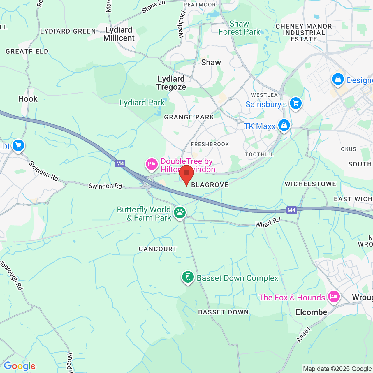 Map showing location of Swindon, United Kingdom, SN5 8RU