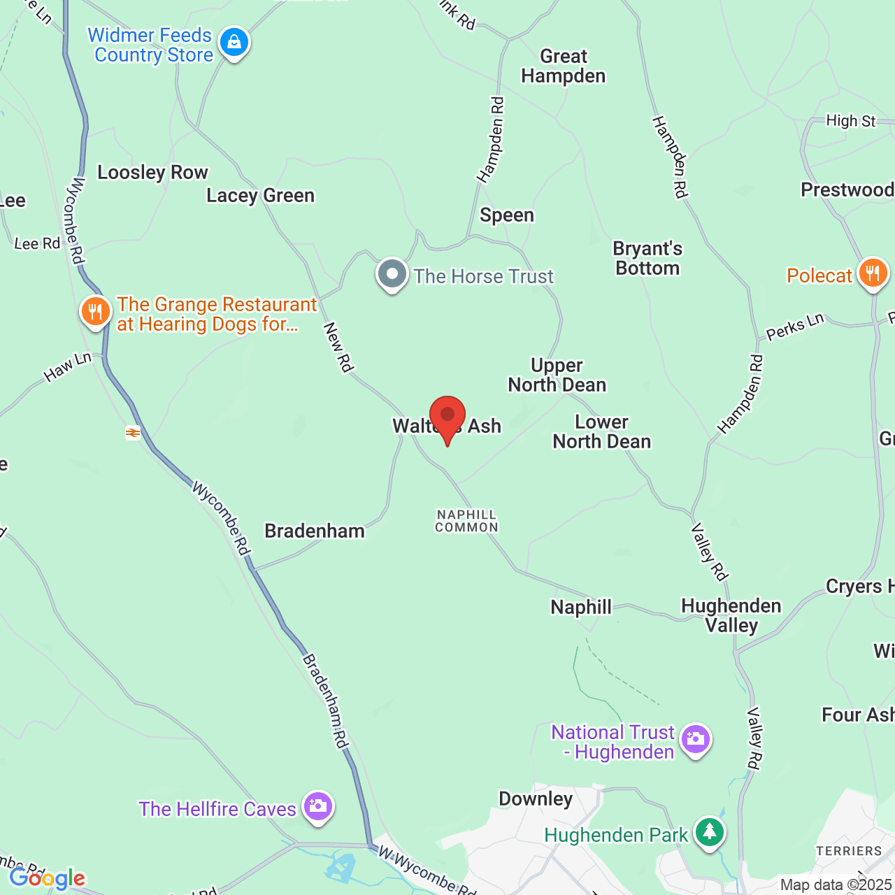 Map showing location of High Wycombe, United Kingdom, HP14 4UE