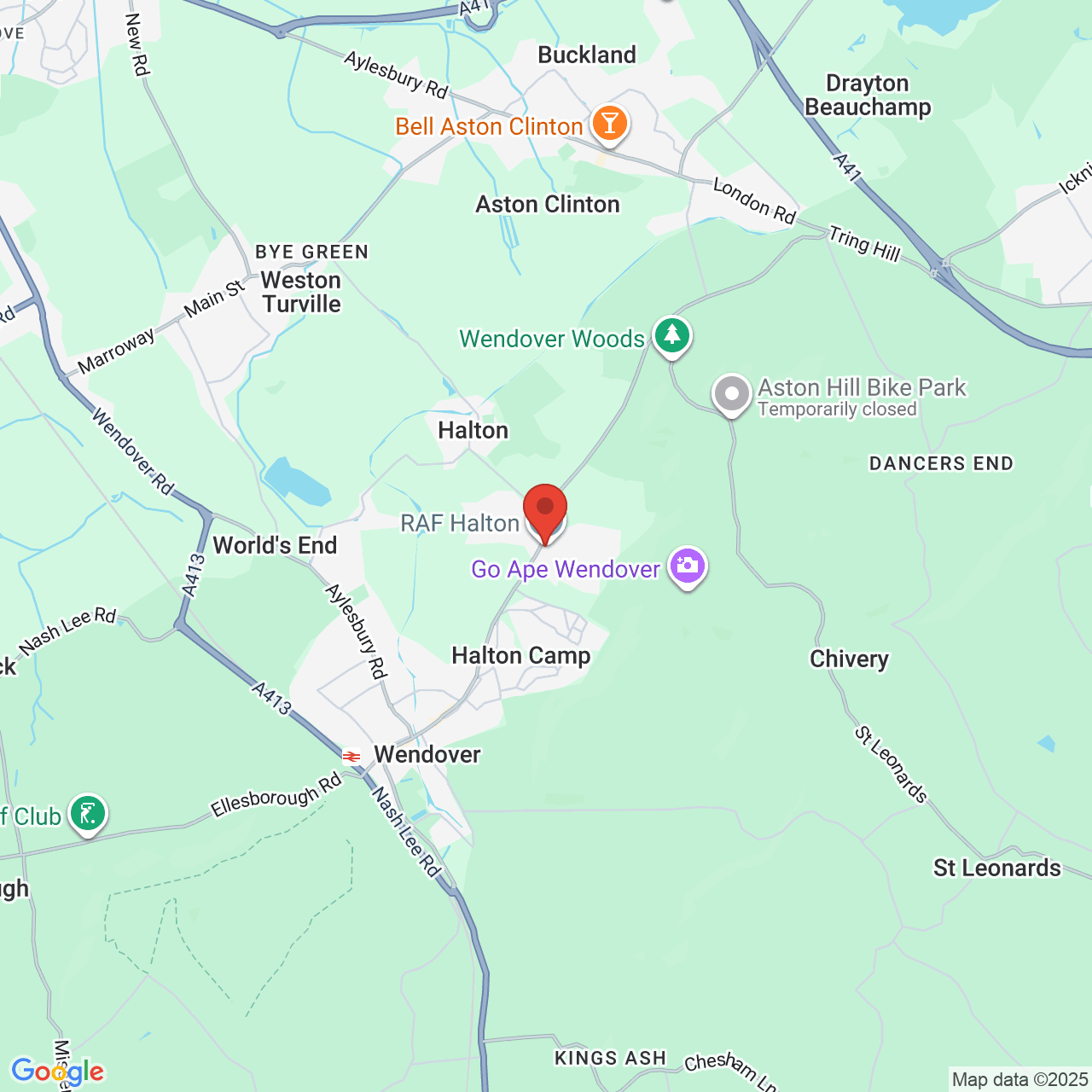 Map showing location of Aylesbury, United Kingdom, HP22 5PG
