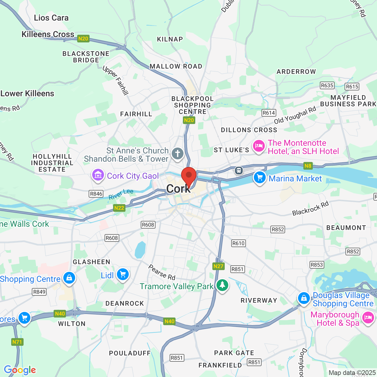 Map showing location of Cork, Island of Ireland, P43 FA46