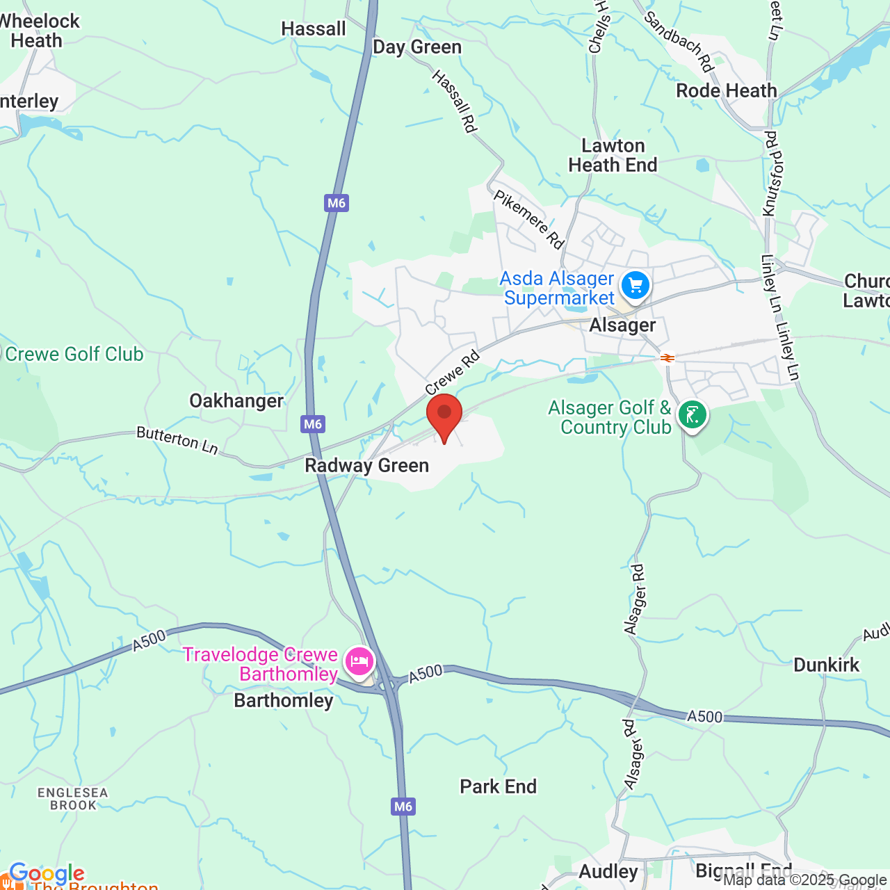 Map showing location of Crewe, United Kingdom, CW2 5PJ