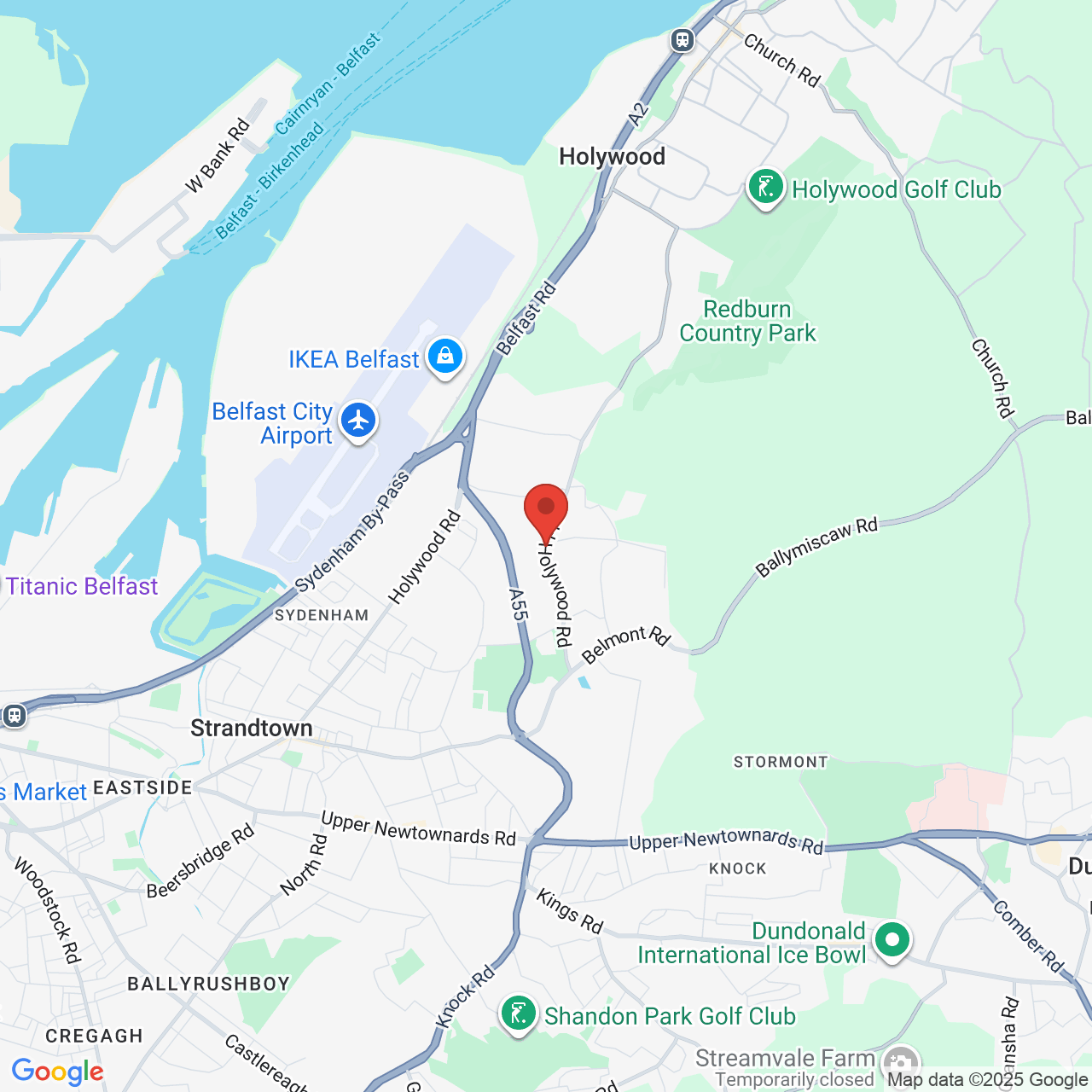 Map showing location of Belfast City Centre, United Kingdom,  BT4 2NX