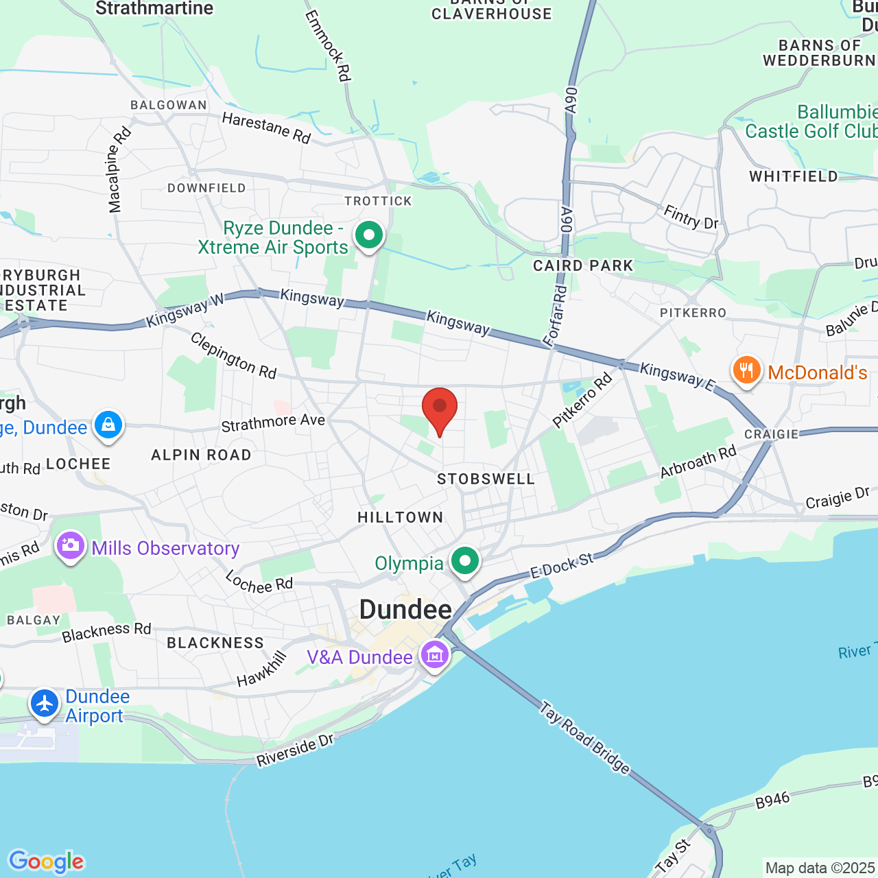 Map showing location of Dundee, United Kingdom